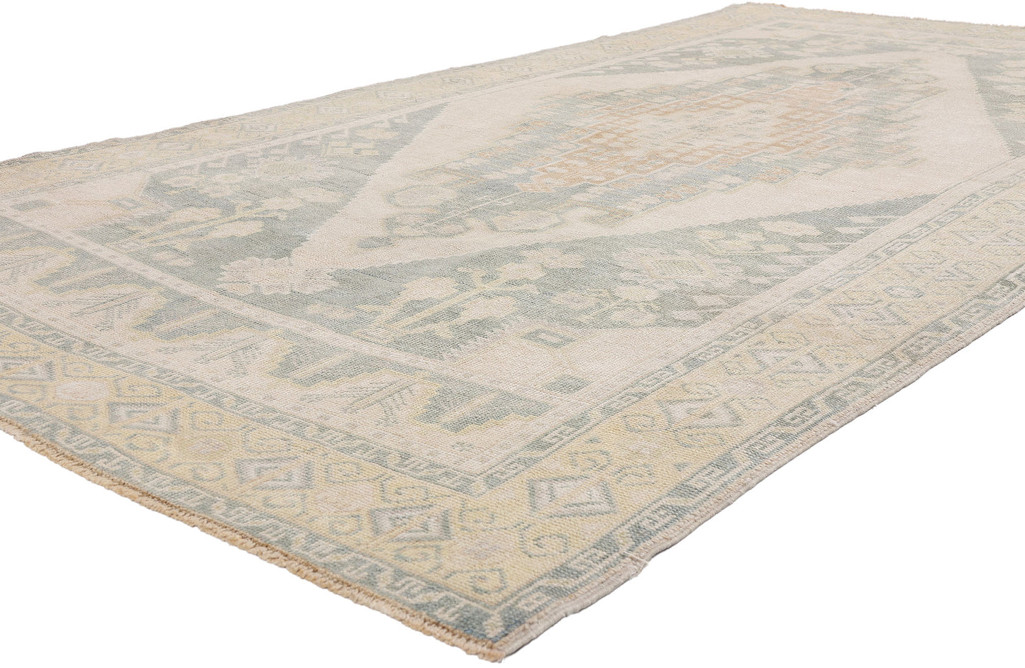 5 x 10 - Beige Vintage Turkish Oushak Rug - 54164