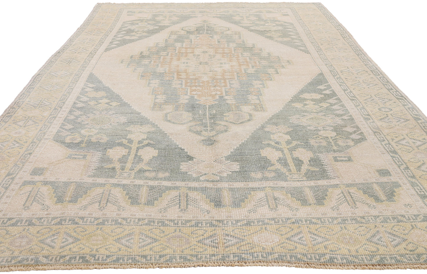 5 x 10 - Beige Vintage Turkish Oushak Rug - 54164