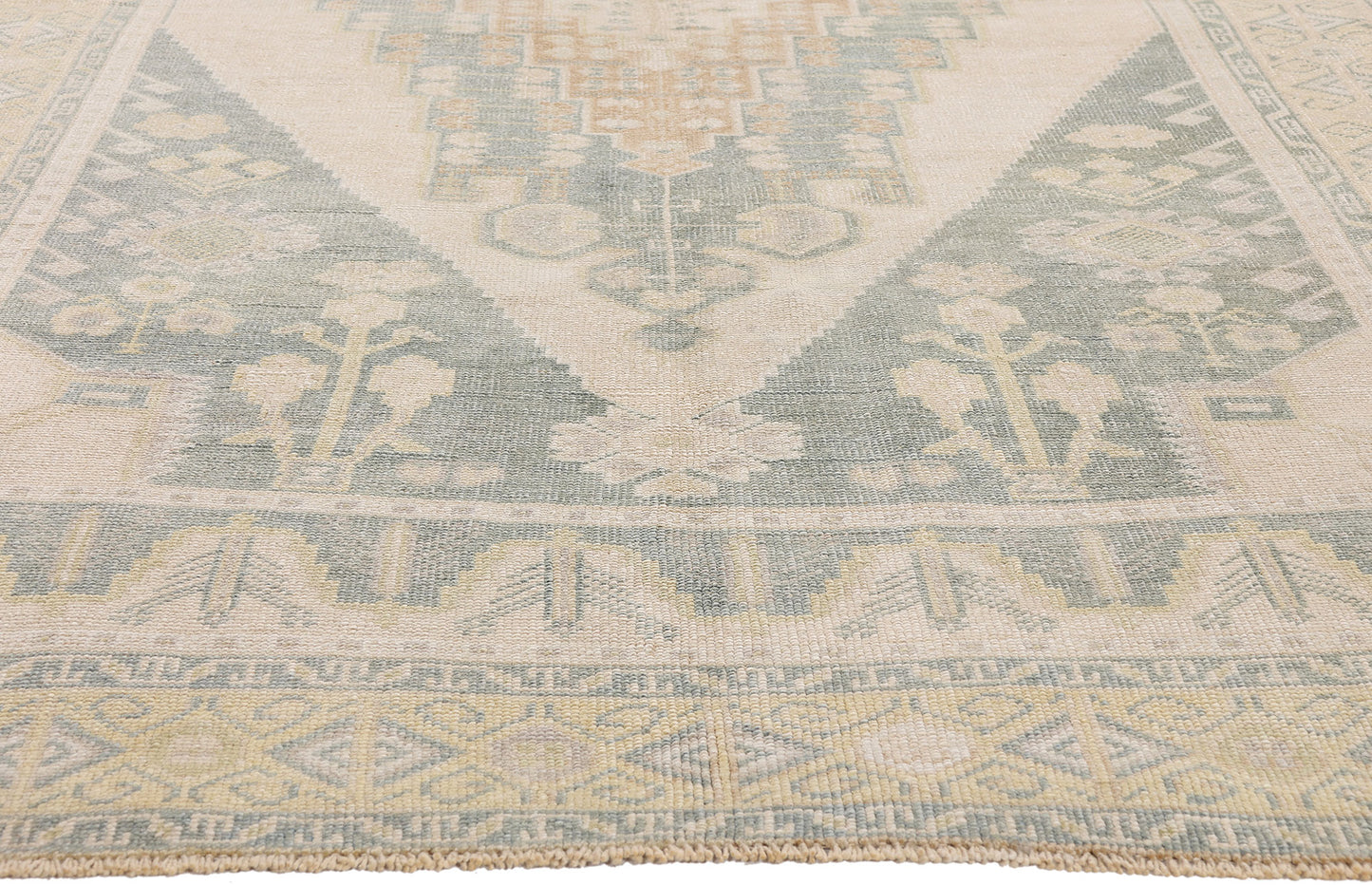 5 x 10 - Beige Vintage Turkish Oushak Rug - 54164