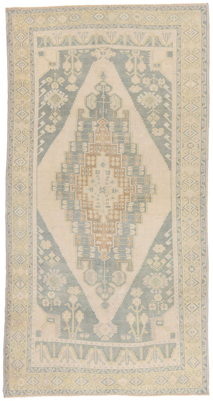 5 x 10 - Beige Vintage Turkish Oushak Rug - 54164