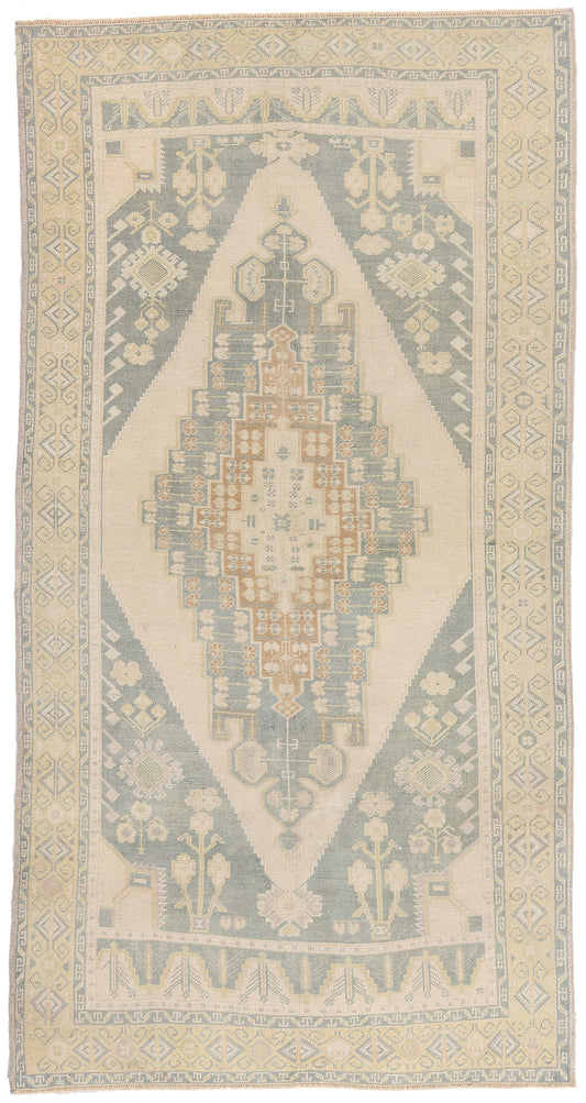 5 x 10 - Beige Vintage Turkish Oushak Rug - 54164