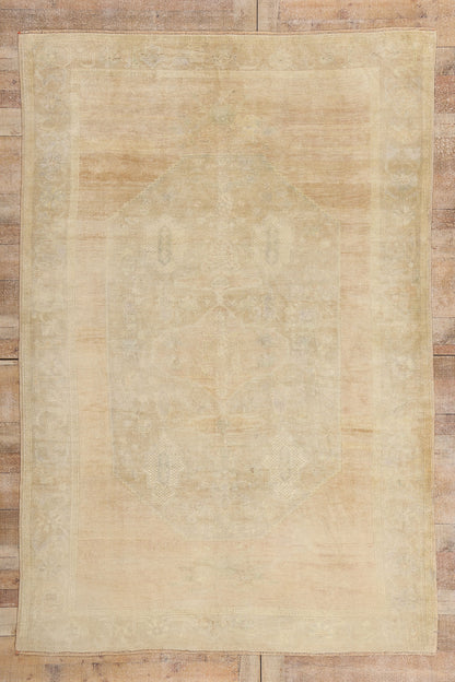 6 x 9 - Tan Vintage Turkish Oushak Rug - 54165