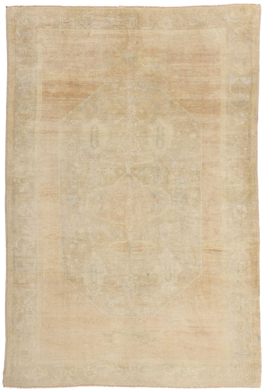6 x 9 - Tan Vintage Turkish Oushak Rug - 54165
