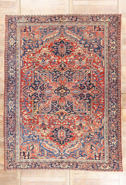 10 x 13 - Red Antique Persian Heriz Rug - 54166