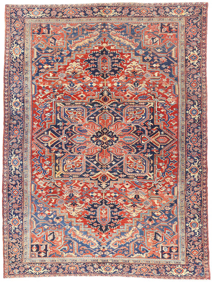 10 x 13 - Red Antique Persian Heriz Rug - 54166