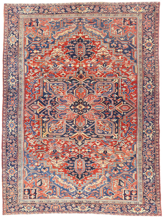 10 x 13 - Red Antique Persian Heriz Rug - 54166