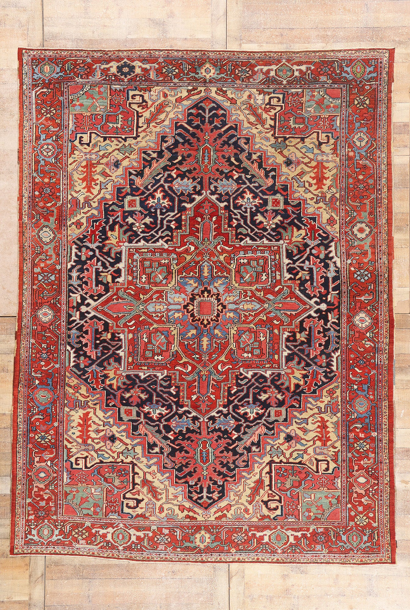 8 x 11 - Red Antique Persian Heriz Rug - 54169