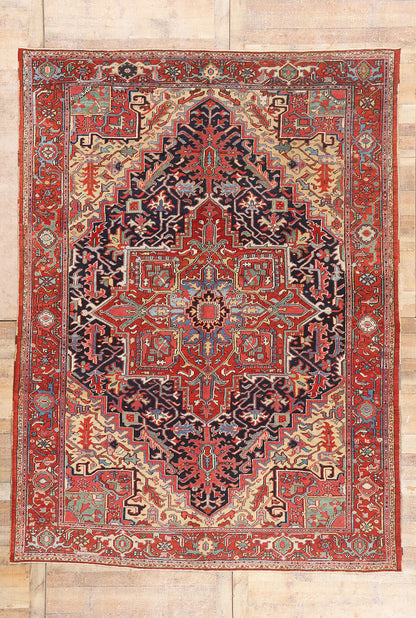 8 x 11 - Red Antique Persian Heriz Rug - 54169
