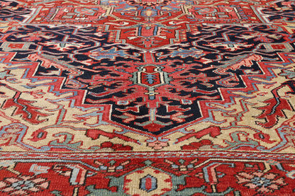 8 x 11 - Red Antique Persian Heriz Rug - 54169