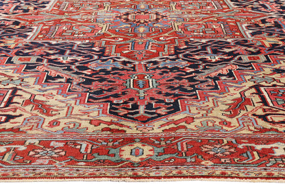 8 x 11 - Red Antique Persian Heriz Rug - 54169