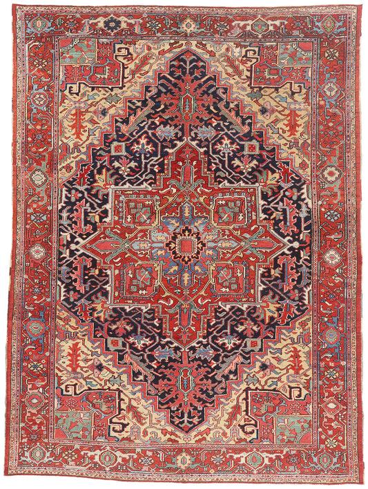 8 x 11 - Red Antique Persian Heriz Rug - 54169