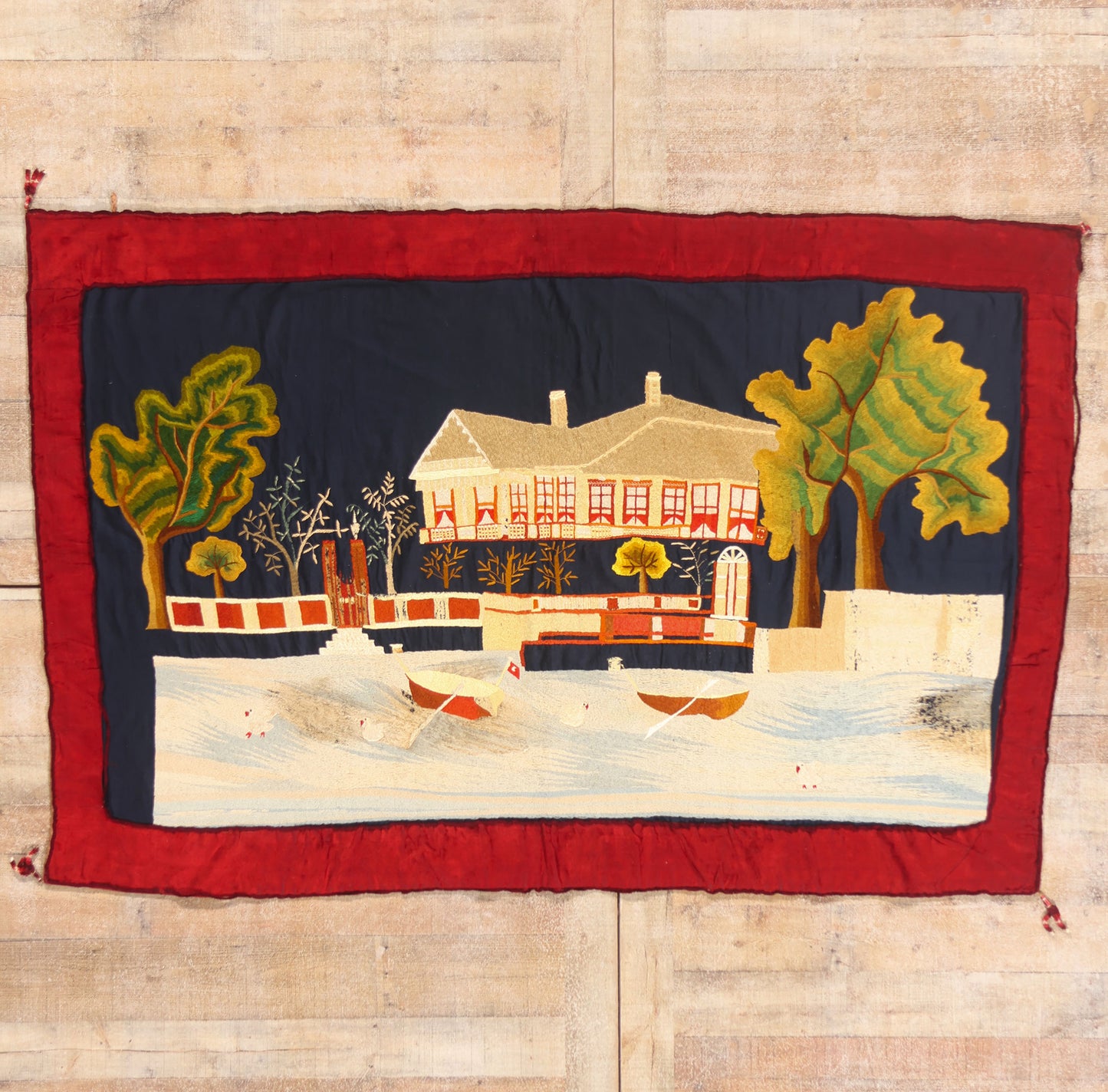 4 x 6 - Navy Blue Antique Scandinavian Tapestry - 54173