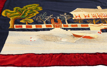 4 x 6 - Navy Blue Antique Scandinavian Tapestry - 54173