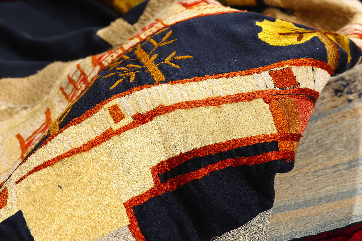 4 x 6 - Navy Blue Antique Scandinavian Tapestry - 54173