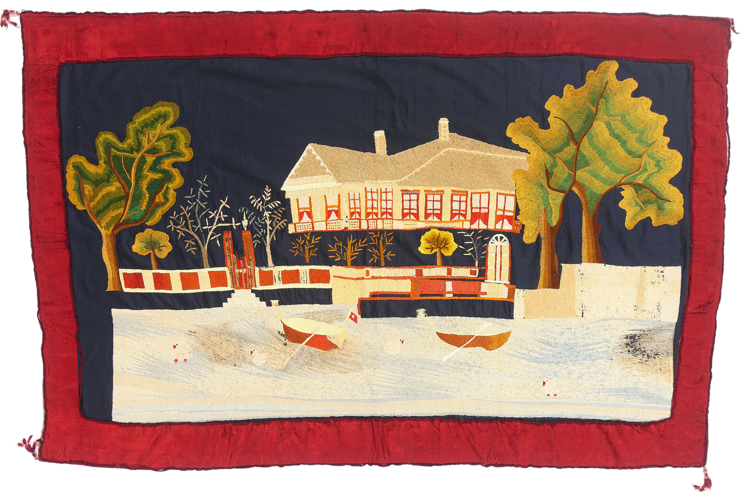 4 x 6 - Navy Blue Antique Scandinavian Tapestry - 54173