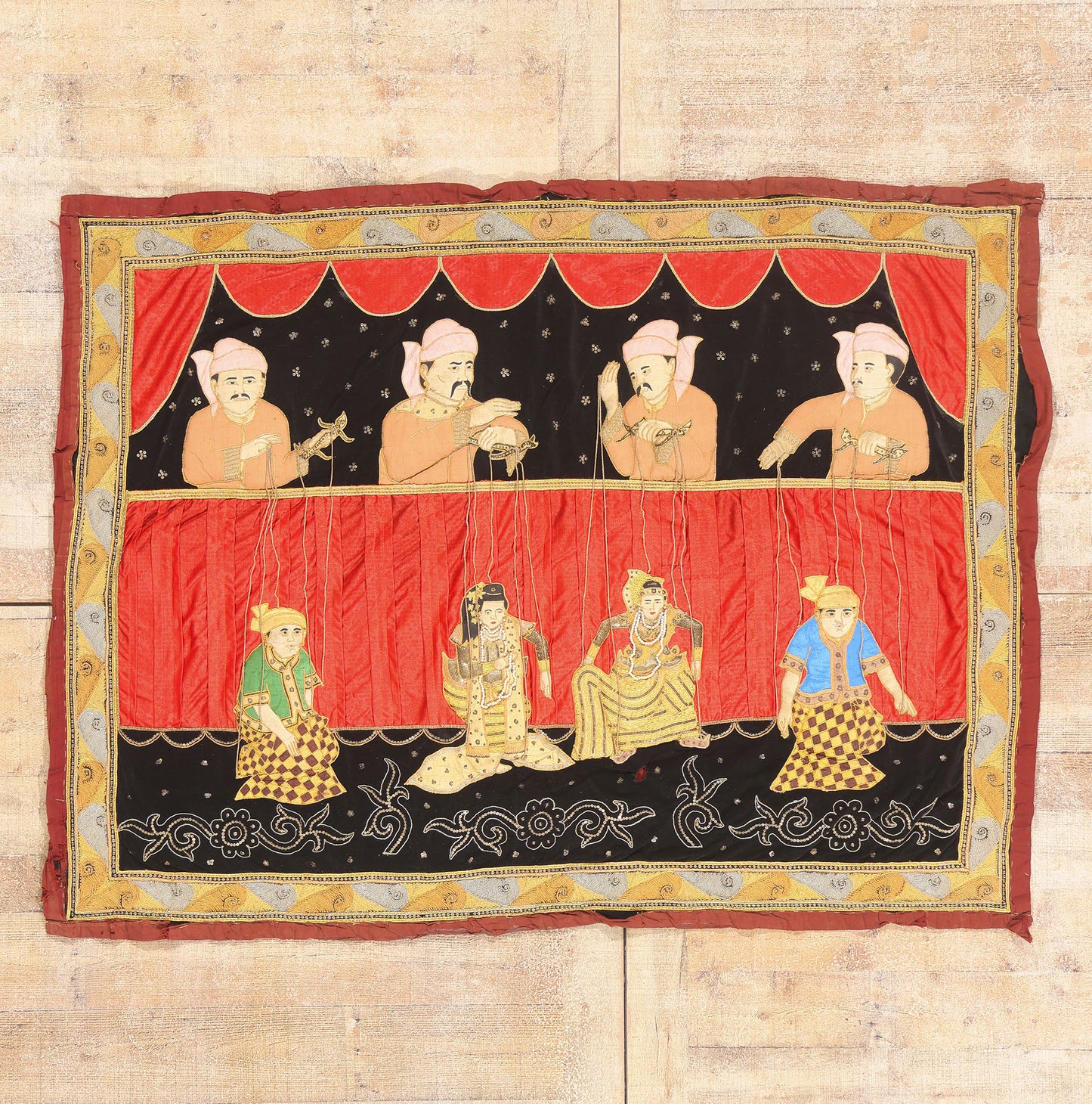 4 x 5 - Multicolor Antique Burmese Kalaga Tapestry - 54174
