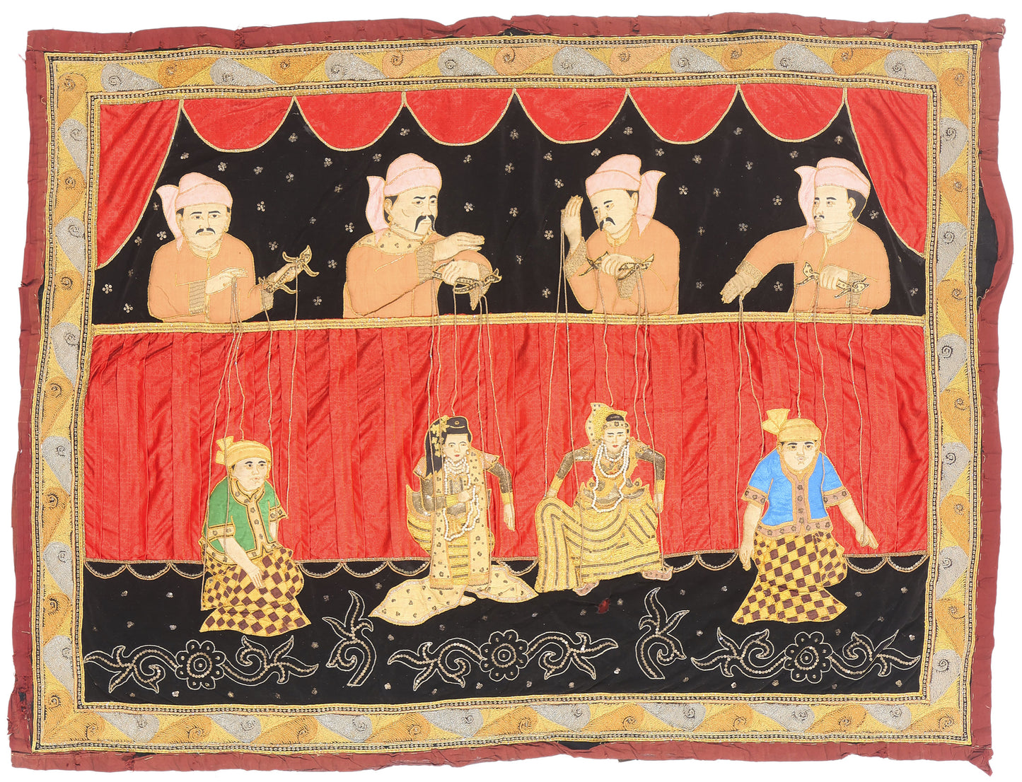 4 x 5 - Multicolor Antique Burmese Kalaga Tapestry - 54174