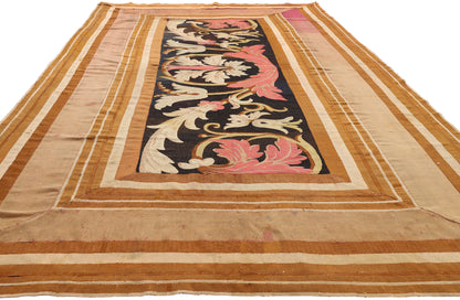 6 x 11 - Black Antique French Aubusson Rug - 54175