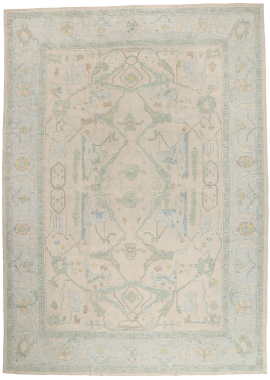 12 x 17 - Beige New Turkish Oushak Rug - 54177