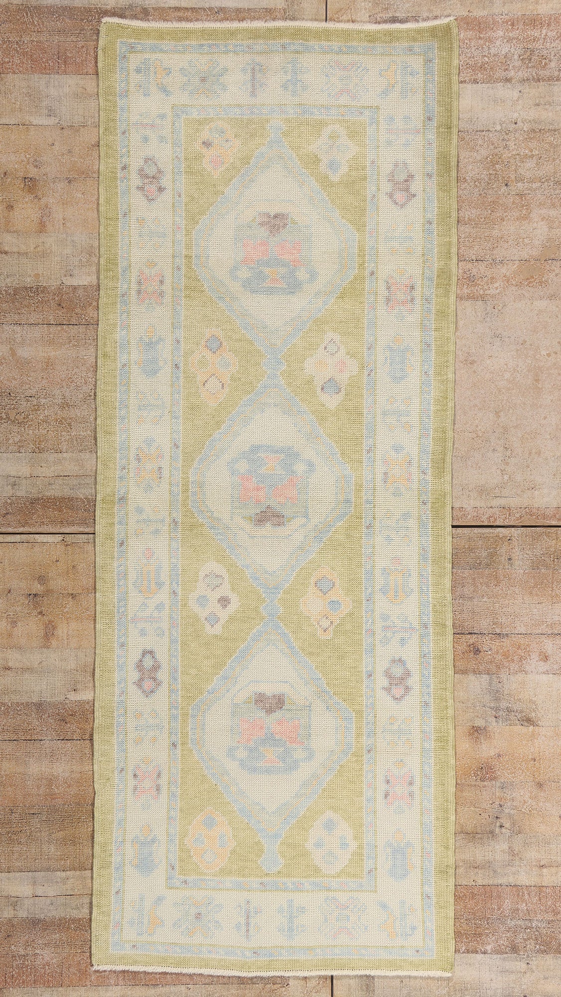 3 x 8 - Green New Turkish Oushak Rug - 54181