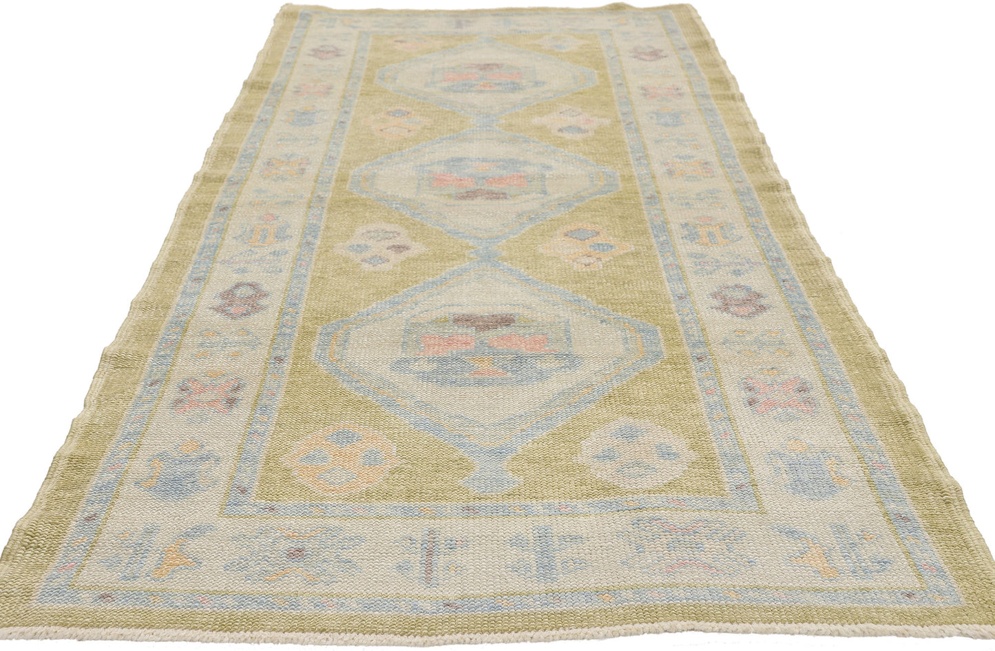 3 x 8 - Green New Turkish Oushak Rug - 54181