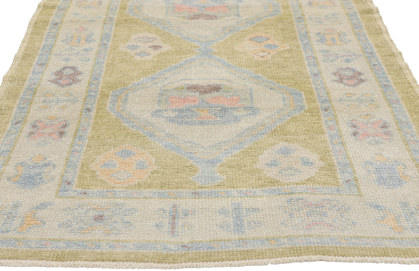 3 x 8 - Green New Turkish Oushak Rug - 54181