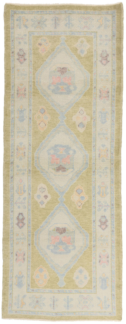 3 x 8 - Green New Turkish Oushak Rug - 54181