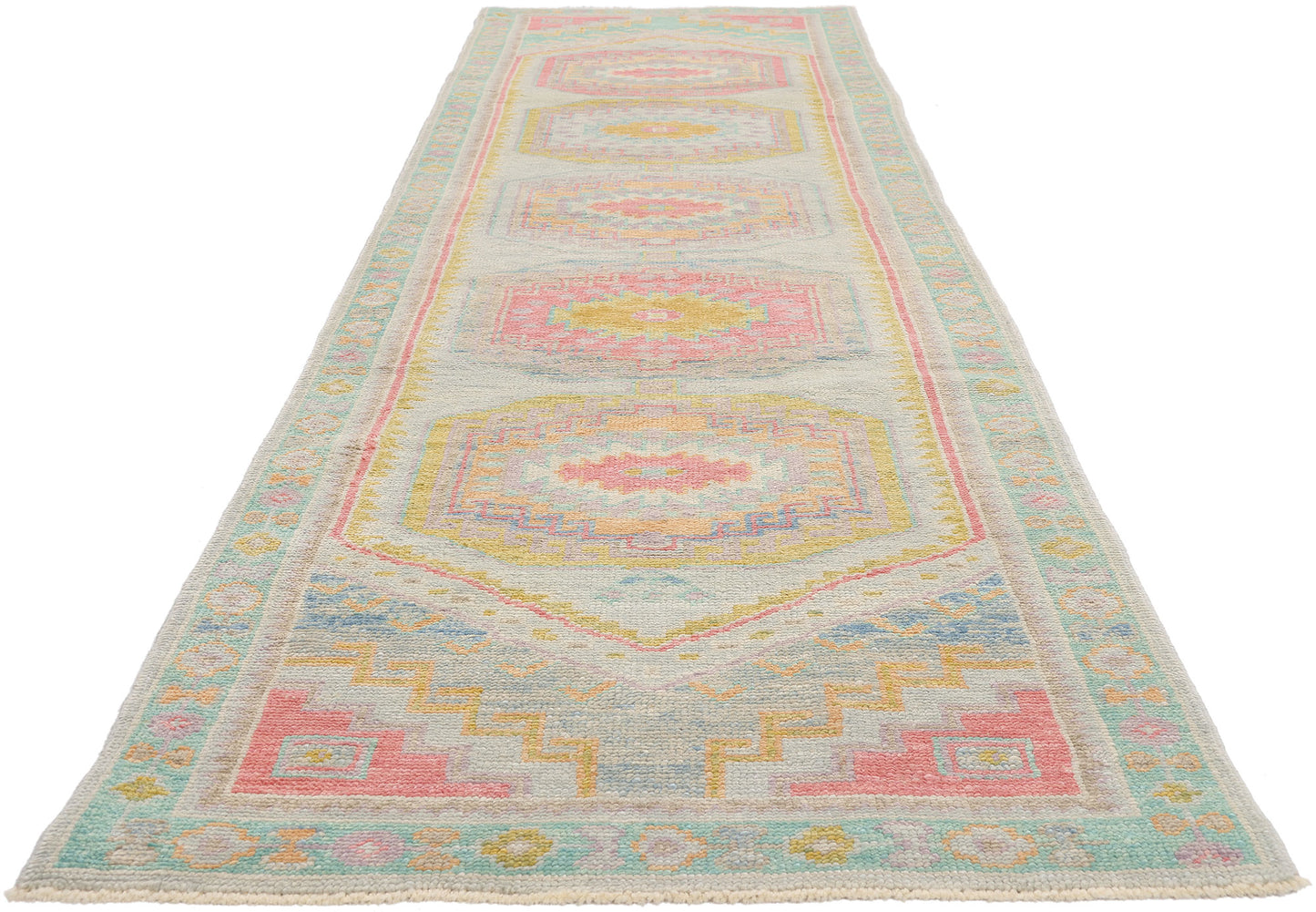 3 x 12 - Blue New Turkish Oushak Rug - 54182