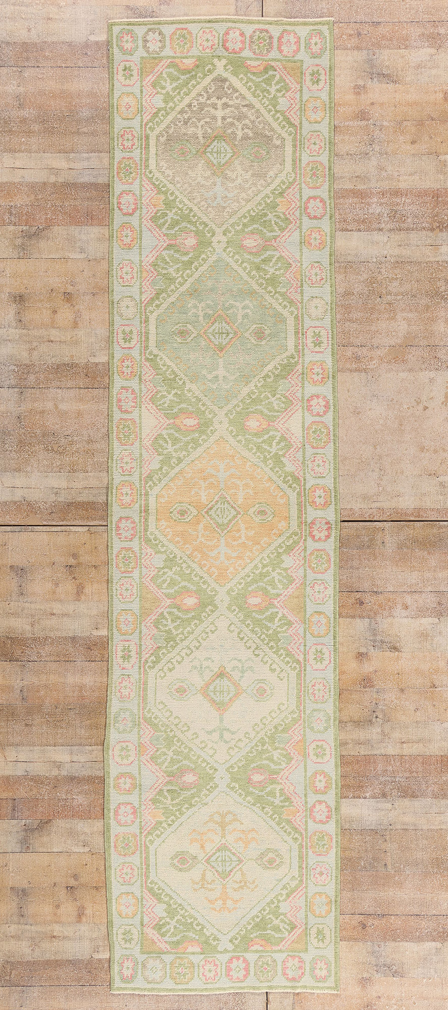 3 x 12 - Green New Turkish Oushak Rug - 54183