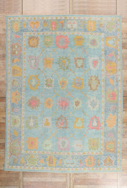 10 x 14 - Blue New Turkish Oushak Rug - 54185