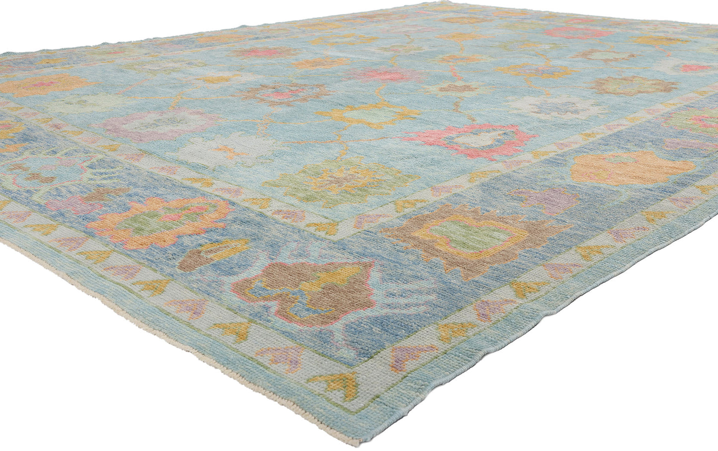 10 x 14 - Blue New Turkish Oushak Rug - 54185