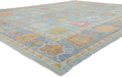 10 x 14 - Blue New Turkish Oushak Rug - 54185