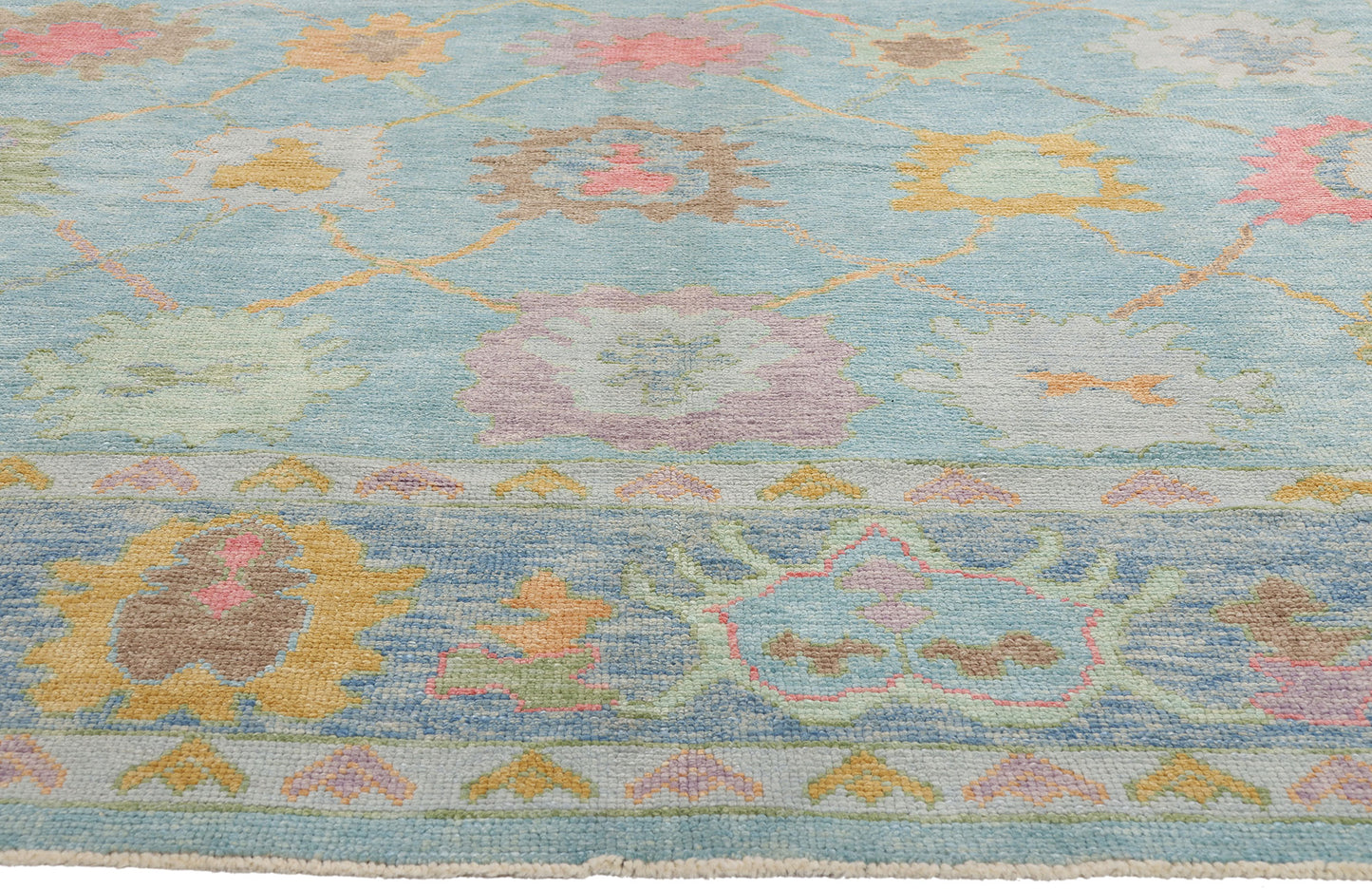 10 x 14 - Blue New Turkish Oushak Rug - 54185