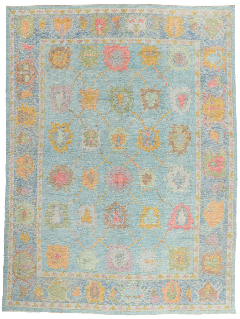 10 x 14 - Blue New Turkish Oushak Rug - 54185