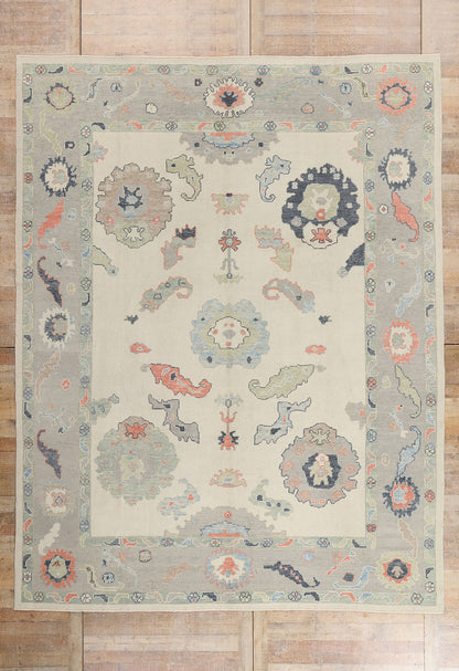 10 x 13 - Ivory New Turkish Oushak Rug - 54186
