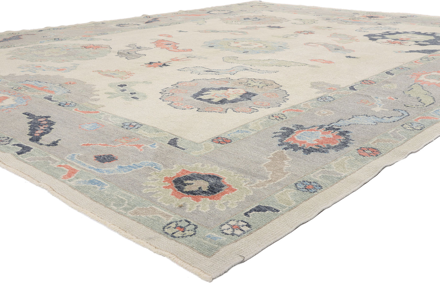 10 x 13 - Ivory New Turkish Oushak Rug - 54186