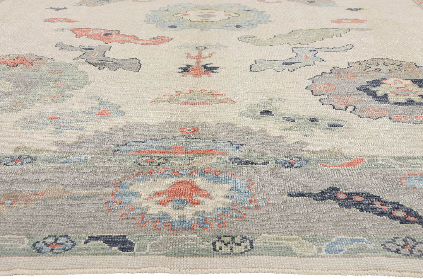 10 x 13 - Ivory New Turkish Oushak Rug - 54186