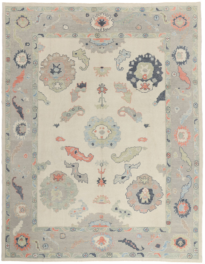10 x 13 - Ivory New Turkish Oushak Rug - 54186