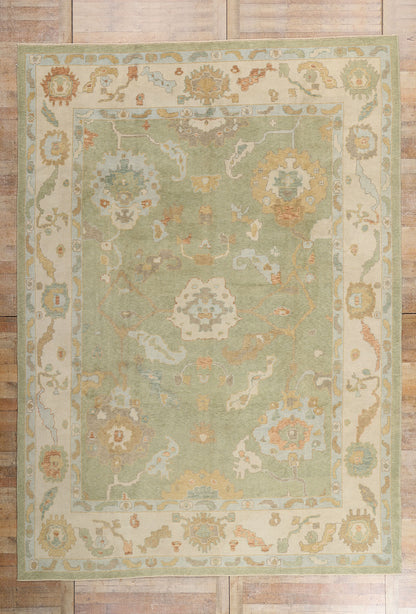10 x 14 - Green New Turkish Oushak Rug - 54187