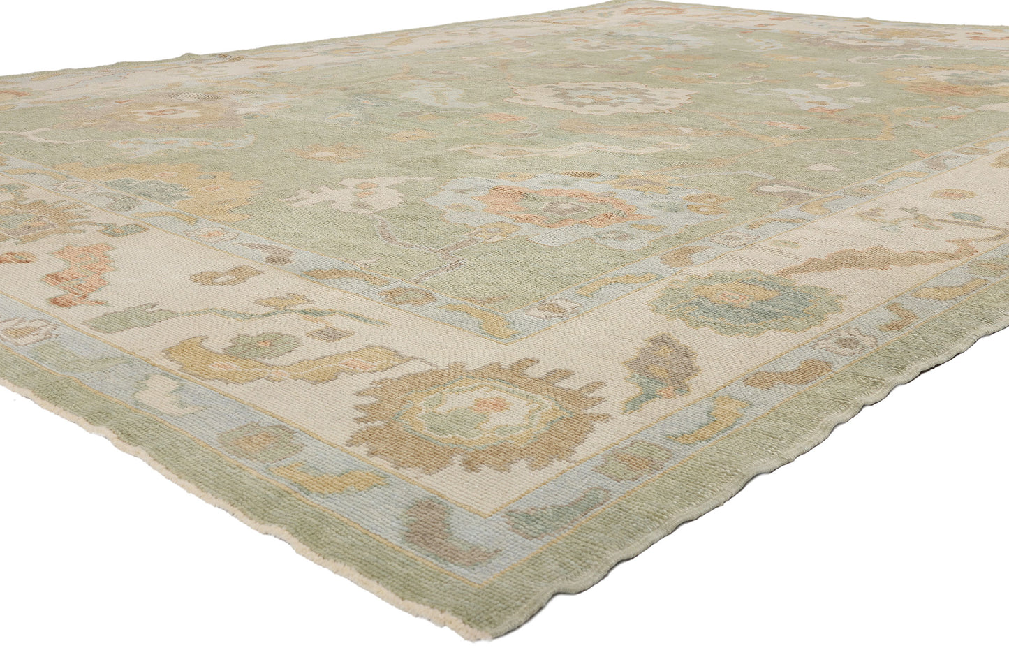 10 x 14 - Green New Turkish Oushak Rug - 54187