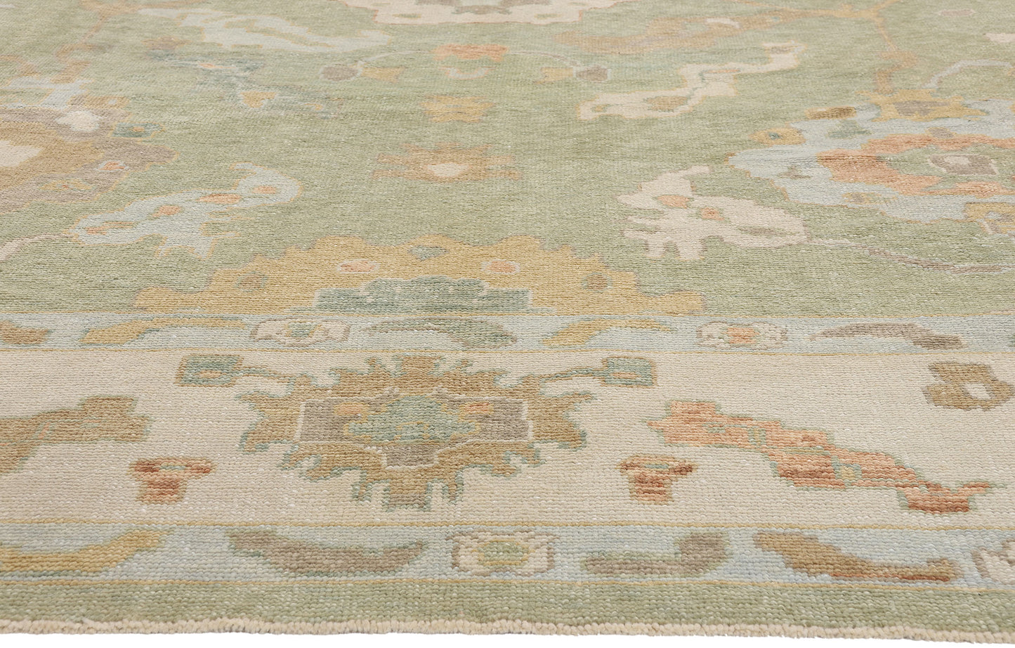 10 x 14 - Green New Turkish Oushak Rug - 54187