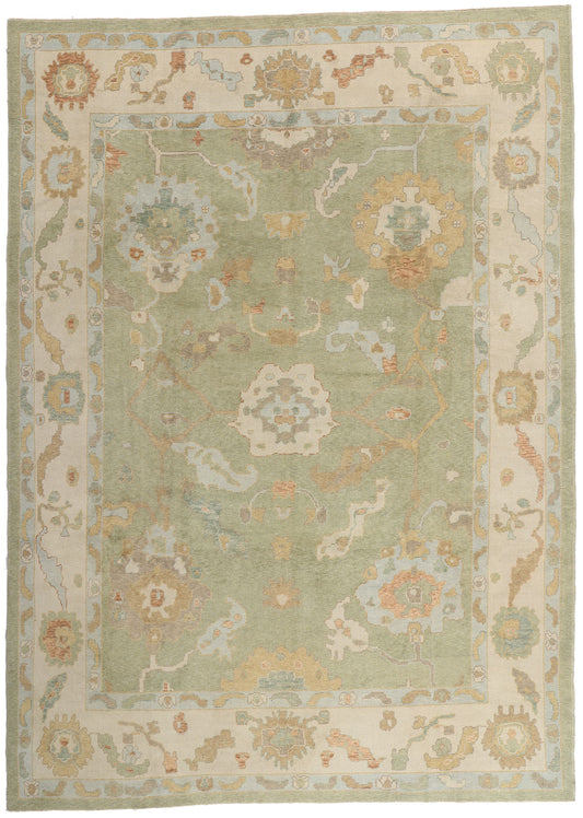 10 x 14 - Green New Turkish Oushak Rug - 54187