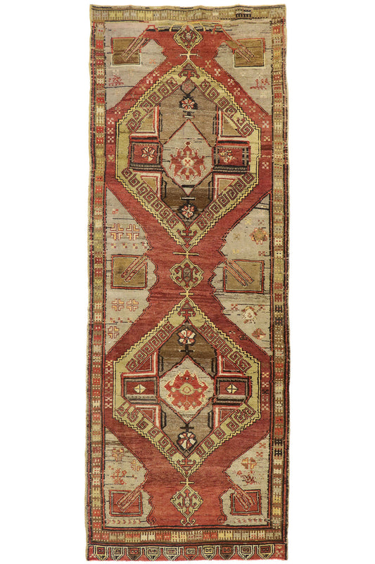 5 x 13 - Brown Vintage Turkish Oushak Rug - 50644