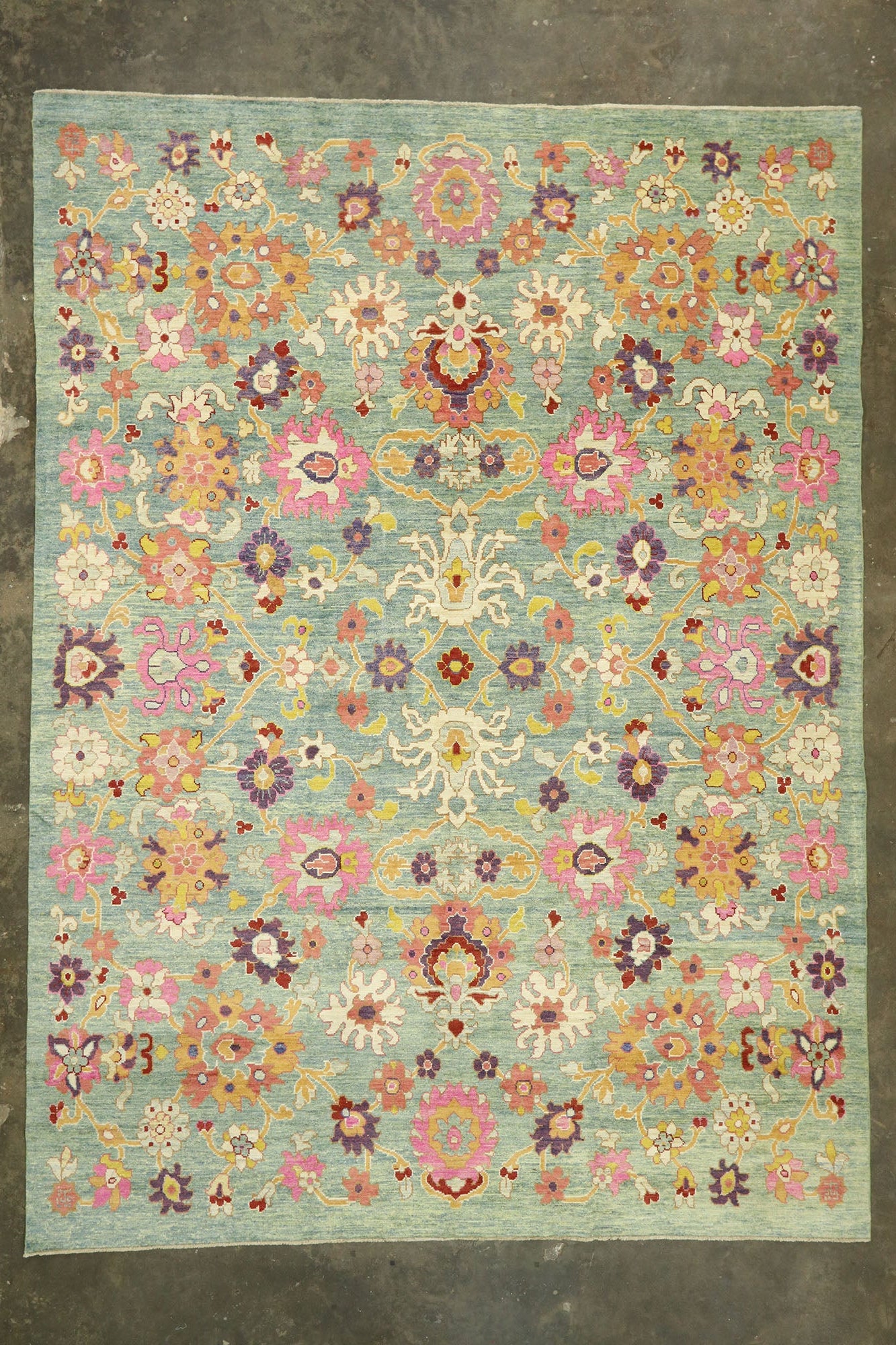 12 x 16 - Blue Turkish Oushak Rug - 60662