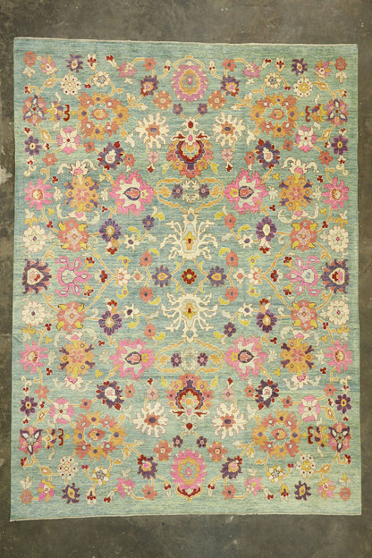12 x 16 - Blue Turkish Oushak Rug - 60662