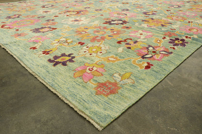 12 x 16 - Blue Turkish Oushak Rug - 60662
