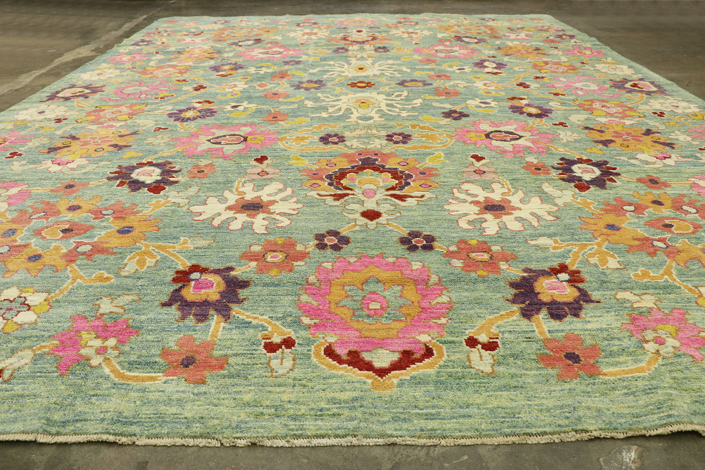 12 x 16 - Blue Turkish Oushak Rug - 60662