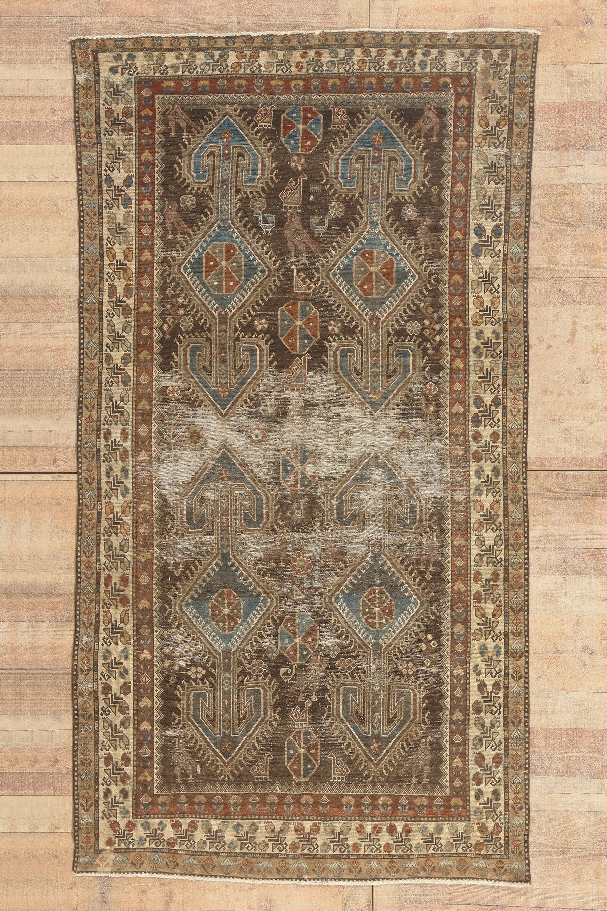 5 x 10 - Brown Antique Persian Malayer Rug - 60825