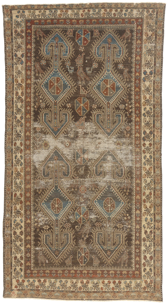 5 x 10 - Brown Antique Persian Malayer Rug - 60825