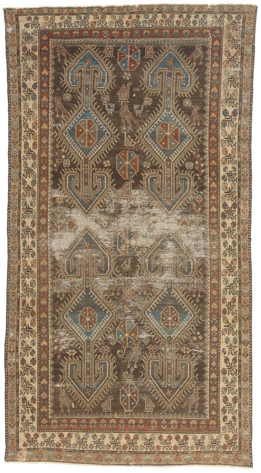 5 x 10 - Brown Antique Persian Malayer Rug - 60825